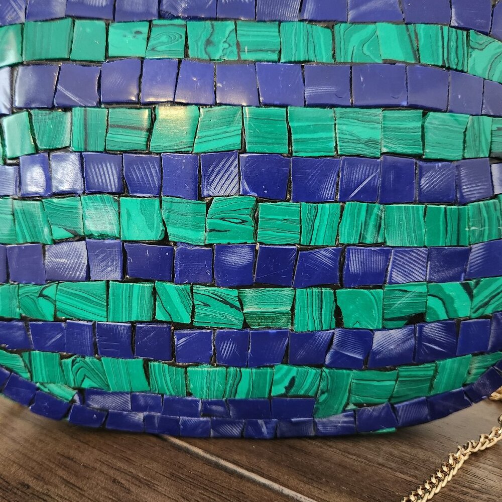 RAMLA Moroccan Mosaic Bag- Blue, Green, & Gold - Picture 7 of 10